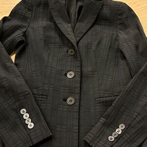 (Japanese) Burberry Black Plaid Blazer with Button Details